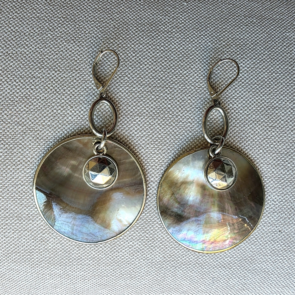 Golden Mother-of-Pearl Dangling Earrings